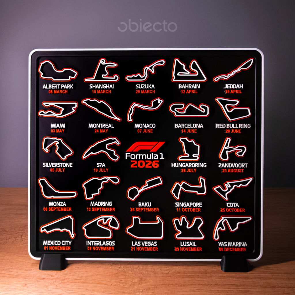 calendar formula 1 2026 cu relief 3d – circuite oficiale f1, display birou